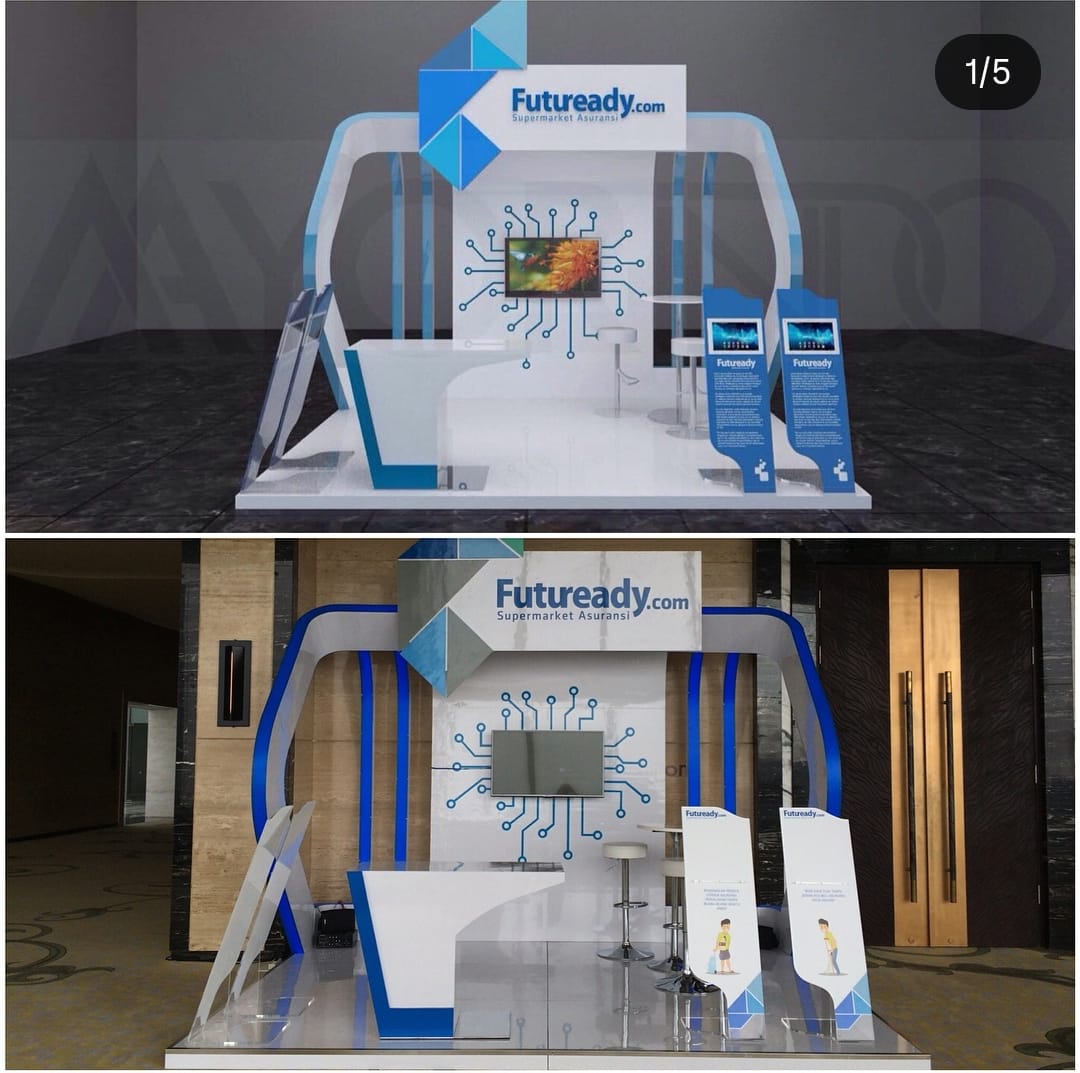 Booth Futuready.com — render dan hasil jadi oleh GUTHDESIGN